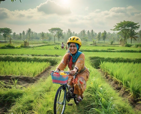 suasana sawah dan wisata pertanian di indonesia
